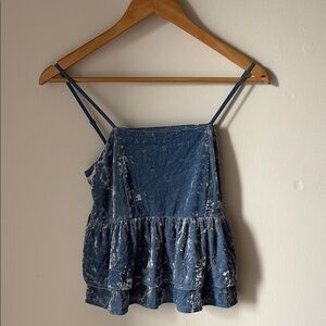 American Eagle Outfitters Blue Sequin Ruffled Camisole